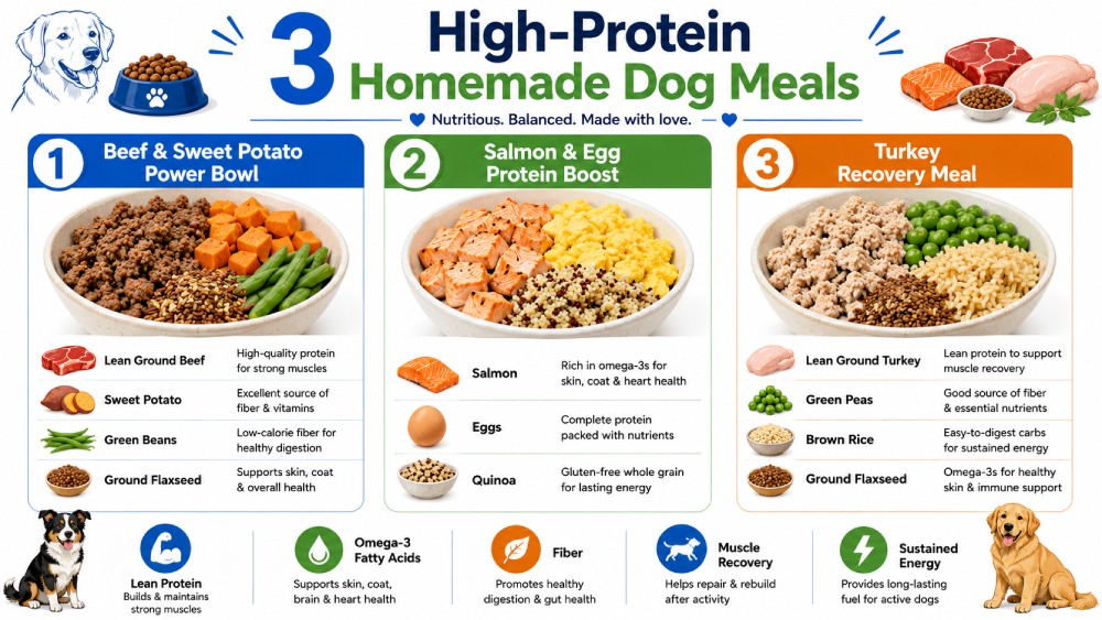 three high protein homemade dog meals